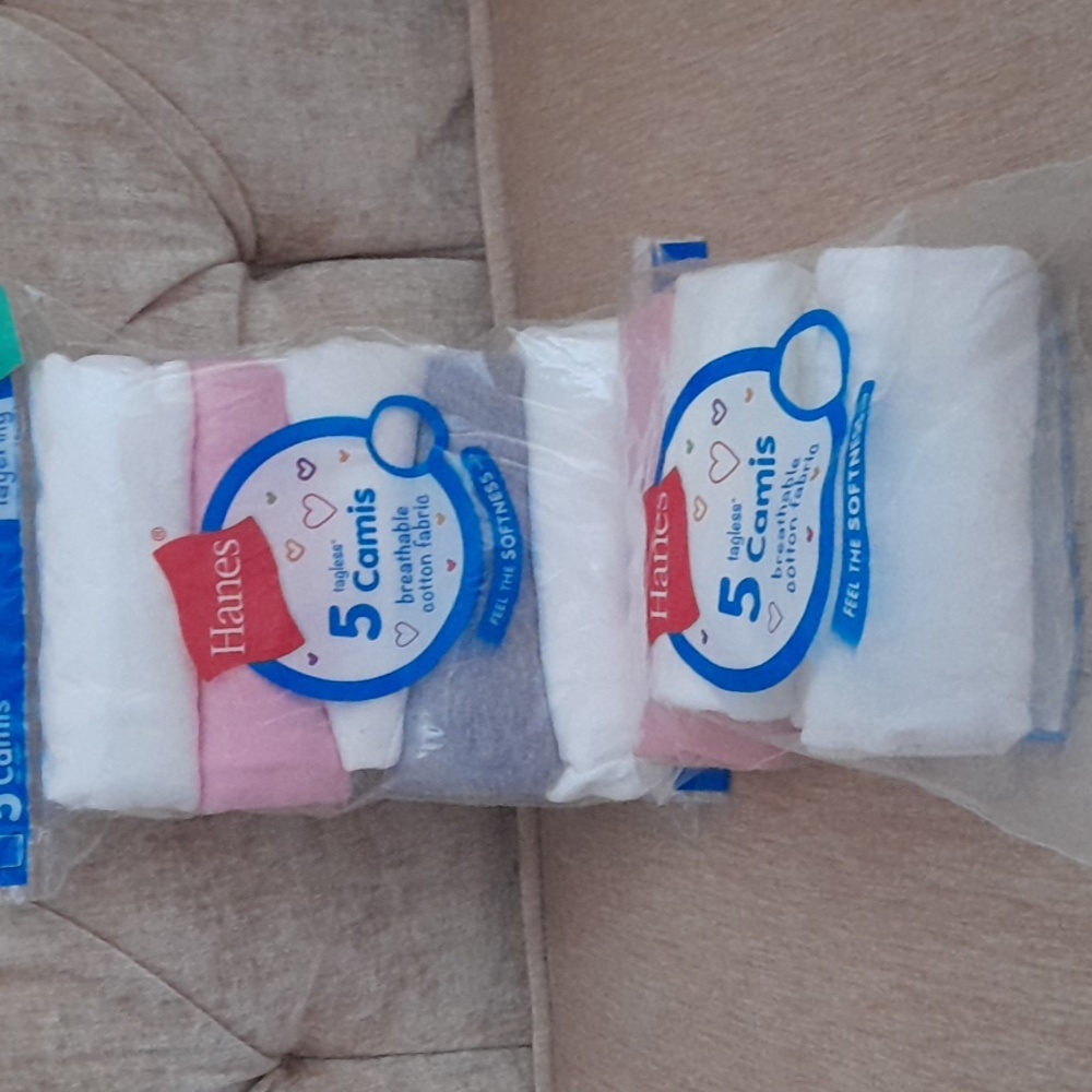 Girls Tagless Camis Breathable Cotton Fabric by Hanes Size L (8 Pair)